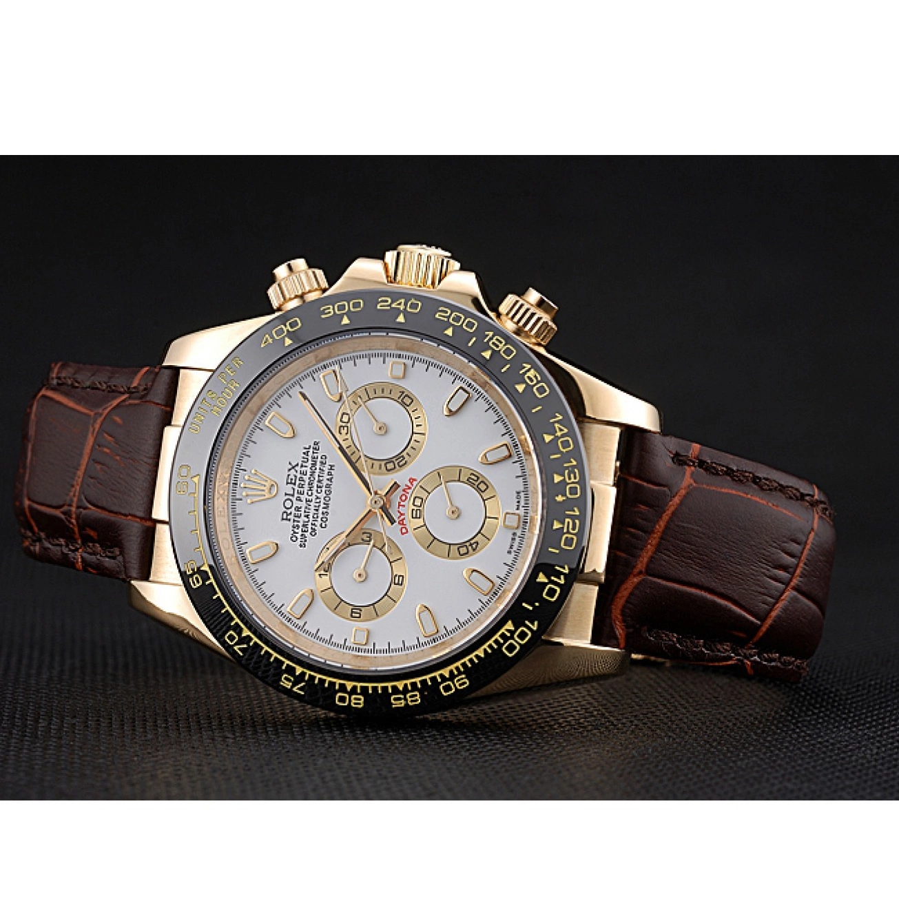 Best AAA Replica Sites Rolex Daytona Case Brown Cosmograph 622633 Dial Bracelet Gold White Leather 0629